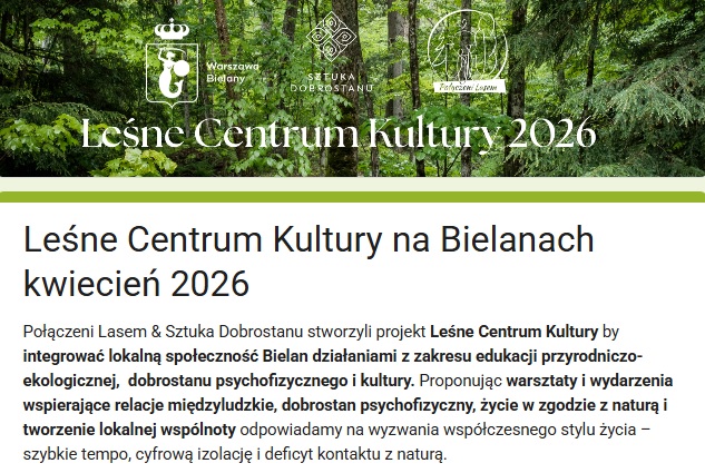 Leśne Centrum Kultury na Bielanach kwiecień 2026 - Leśny spacer z uważnością (dla dorosłych)